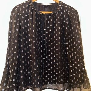 LOFT Black and White Patterned Blouse